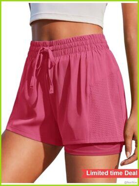 2 in 1 Running Shorts with Liner Pockets Quick Dry Athletic Gym Shorts